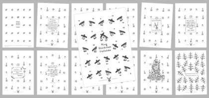 Weihnachtskalender. Adventskalender. 24 Türchen. A4 - 21 x 29,7 cm, gedruckt, schwarzweiß